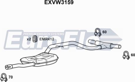 EuroFlo EXVW3159 - Середній глушник вихлопних газів autocars.com.ua