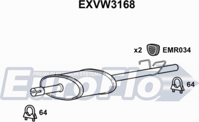 EuroFlo EXVW3168 - Середній глушник вихлопних газів autocars.com.ua