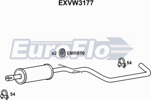 EuroFlo EXVW3177 - Середній глушник вихлопних газів autocars.com.ua