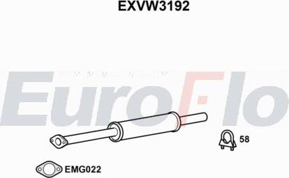 EuroFlo EXVW3192 - Вкладиш глушника, глушник вихлопних газів кінцевий autocars.com.ua