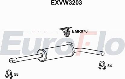 EuroFlo EXVW3203 - Середній глушник вихлопних газів autocars.com.ua