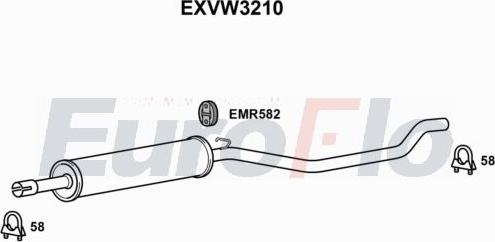 EuroFlo EXVW3210 - Вкладиш глушника, глушник вихлопних газів кінцевий autocars.com.ua