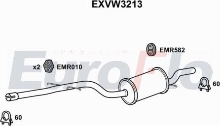 EuroFlo EXVW3213 - Вкладиш глушника, глушник вихлопних газів кінцевий autocars.com.ua