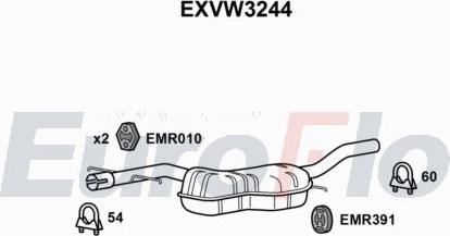 EuroFlo EXVW3244 - Вкладиш глушника, глушник вихлопних газів кінцевий autocars.com.ua