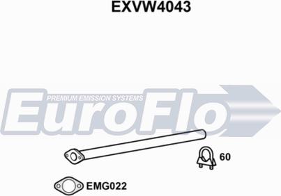 EuroFlo EXVW4043 - Труба вихлопного газу autocars.com.ua