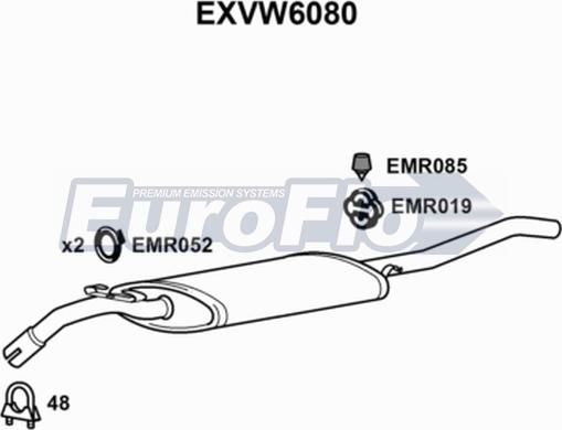 EuroFlo EXVW6080 - Глушник вихлопних газів кінцевий autocars.com.ua