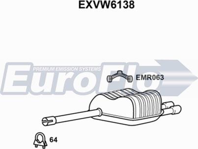 EuroFlo EXVW6138 - Глушник вихлопних газів кінцевий autocars.com.ua