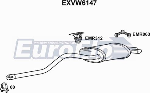 EuroFlo EXVW6147 - Глушник вихлопних газів кінцевий autocars.com.ua