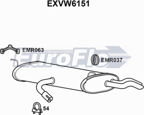 EuroFlo EXVW6151 - Глушник вихлопних газів кінцевий autocars.com.ua