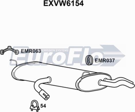 EuroFlo EXVW6154 - Глушник вихлопних газів кінцевий autocars.com.ua