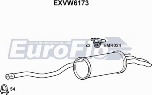 EuroFlo EXVW6173 - Глушник вихлопних газів кінцевий autocars.com.ua