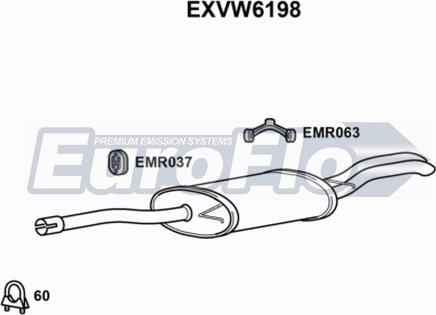 EuroFlo EXVW6198 - Глушник вихлопних газів кінцевий autocars.com.ua