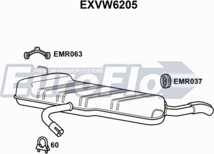 EuroFlo EXVW6205 - Глушник вихлопних газів кінцевий autocars.com.ua