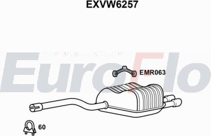 EuroFlo EXVW6257 - Вкладиш глушника, глушник вихлопних газів кінцевий autocars.com.ua