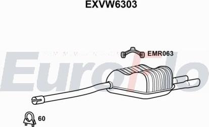 EuroFlo EXVW6303 - Вкладиш глушника, глушник вихлопних газів кінцевий autocars.com.ua