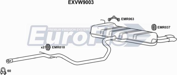 EuroFlo EXVW9003 - Середній / кінцевий глушник ОГ autocars.com.ua