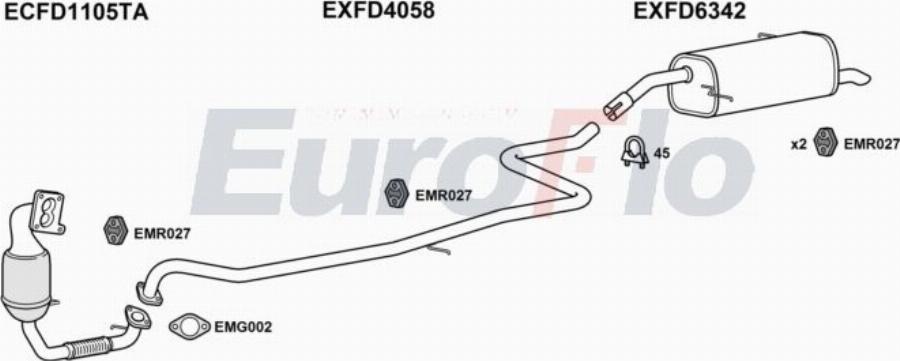 EuroFlo FDFIE14D 1007A00 - Система випуску ОГ autocars.com.ua