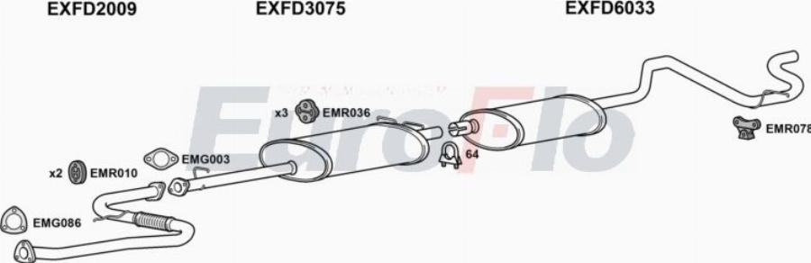 EuroFlo FDTRA25D 9036A00 - Система випуску ОГ autocars.com.ua