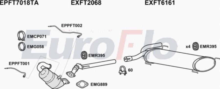 EuroFlo FTDUC23D 7031B - Система випуску ОГ autocars.com.ua