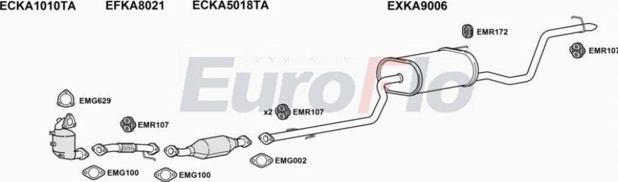 EuroFlo KACEE16D 3004A00 - Система випуску ОГ autocars.com.ua