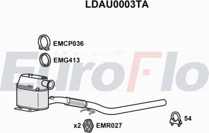 EuroFlo LDAU0003TA - Сажевый / частичный фильтр, система выхлопа ОГ autodnr.net