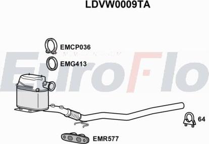 EuroFlo LDVW0009TA - Сажевый / частичный фильтр, система выхлопа ОГ autodnr.net