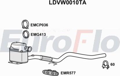 EuroFlo LDVW0010TA - Сажевый / частичный фильтр, система выхлопа ОГ autodnr.net