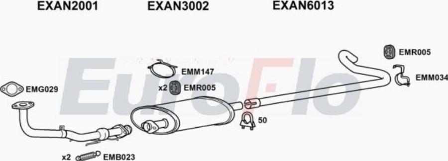 EuroFlo LVSHE25D 7015A00 - Система випуску ОГ autocars.com.ua