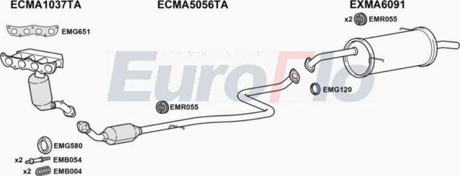 EuroFlo MA213 1001B - Система випуску ОГ autocars.com.ua