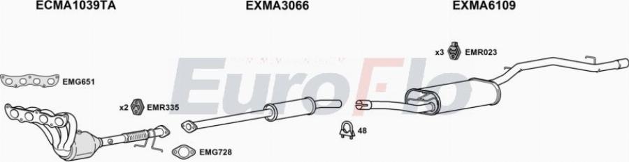EuroFlo MA316 1008B - Система випуску ОГ autocars.com.ua