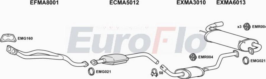 EuroFlo MAMX516 5011A00 - Система випуску ОГ autocars.com.ua