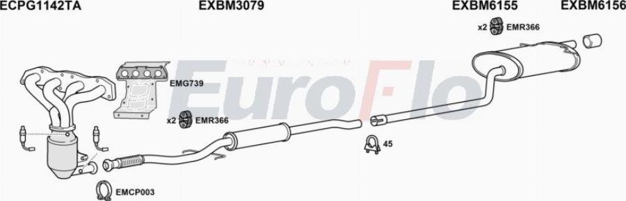 EuroFlo MIHAT16 1052A00 - Система випуску ОГ autocars.com.ua