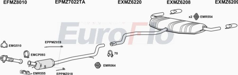 EuroFlo MZB2018D 6001B - Система випуску ОГ autocars.com.ua