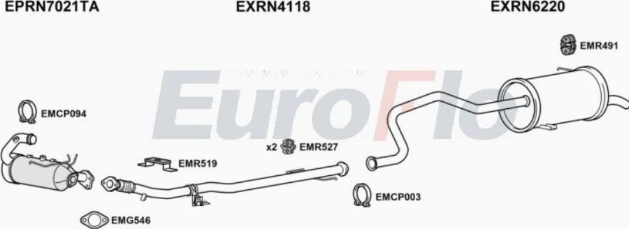 EuroFlo RNKAN15D 7051E - Система випуску ОГ autocars.com.ua