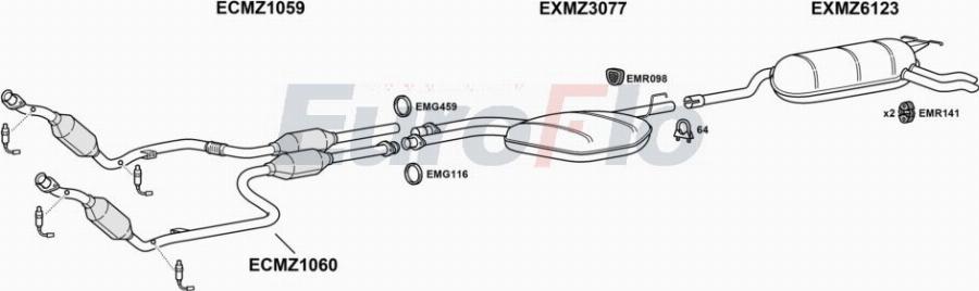 EuroFlo MZE2426 2001A00 - Система випуску ОГ autocars.com.ua