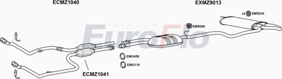 EuroFlo MZE2828 3004A00 - Система випуску ОГ autocars.com.ua