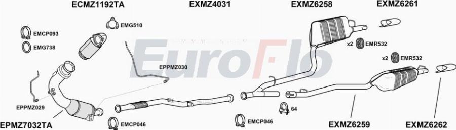 EuroFlo MZE3530D 2008B - Система випуску ОГ autocars.com.ua