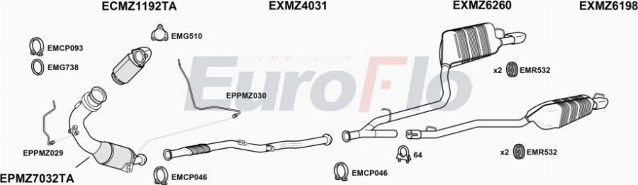 EuroFlo MZE3530D 2008D - Система випуску ОГ autocars.com.ua