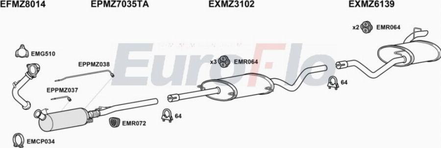 EuroFlo MZVIA30D 6004D - Система випуску ОГ autocars.com.ua