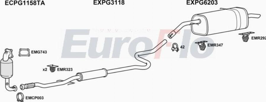 EuroFlo PG20810 1005 - Система випуску ОГ autocars.com.ua