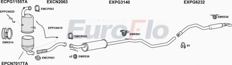 EuroFlo PG30816D 1027 - Система випуску ОГ autocars.com.ua