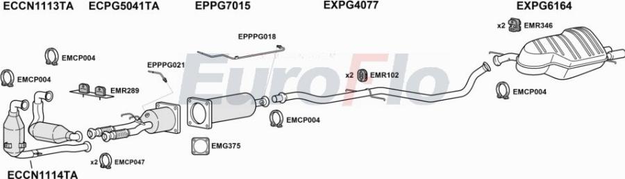 EuroFlo PG40727D 2001A00 - Система випуску ОГ autocars.com.ua