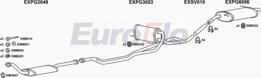 EuroFlo PG60521D 2001A00 - Система випуску ОГ autocars.com.ua