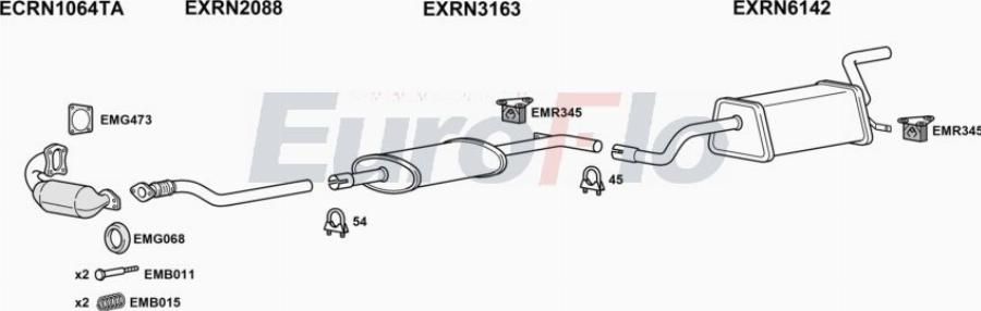 EuroFlo RNGRAM15D 1008A00 - Система випуску ОГ autocars.com.ua