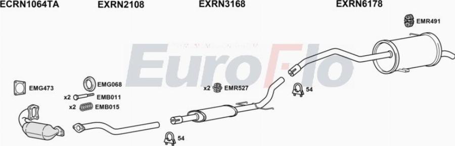 EuroFlo RNKAN15D 6022A00 - Система випуску ОГ autocars.com.ua