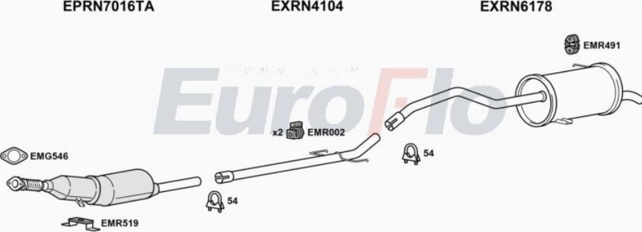 EuroFlo RNKAN15D 6029A00 - Система випуску ОГ autocars.com.ua