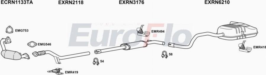 EuroFlo RNMEG12 1005B - Система випуску ОГ autocars.com.ua