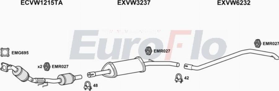 EuroFlo VWUP10 1004D - Система випуску ОГ autocars.com.ua