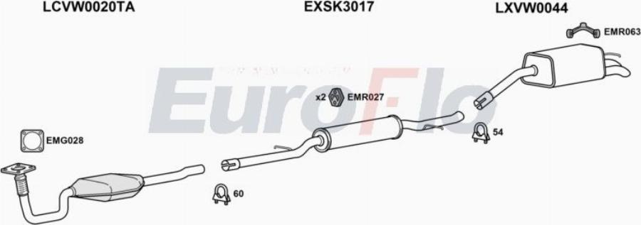 EuroFlo VWBOR20 0202LHD - Система випуску ОГ autocars.com.ua