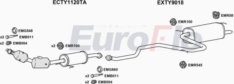 EuroFlo TYAUR18 3001B - Система випуску ОГ autocars.com.ua